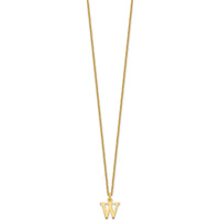 10K Yellow Gold 18" Cable Chain Necklace with Polished Cutout Letter W Pendant