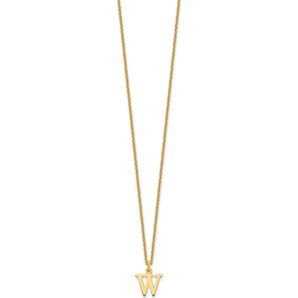 10K Yellow Gold 18" Cable Chain Necklace with Polished Cutout Letter W Pendant