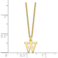 10K Yellow Gold 18" Cable Chain Necklace with Polished Cutout Letter W Pendant