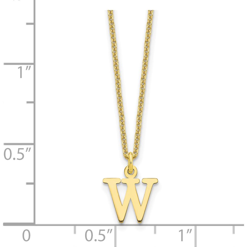 10K Yellow Gold 18" Cable Chain Necklace with Polished Cutout Letter W Pendant