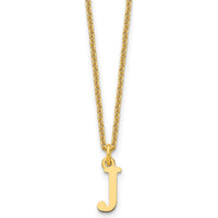 10K Yellow Gold 18" Cable Chain Necklace with Polished Letter J Initial Pendant