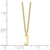10K Yellow Gold 18" Cable Chain Necklace with Polished Letter J Initial Pendant