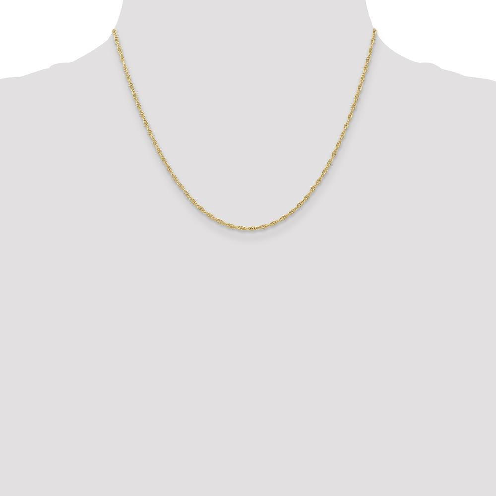 10K Yellow Gold 18" Cable Rope Chain - 1.55mm Width