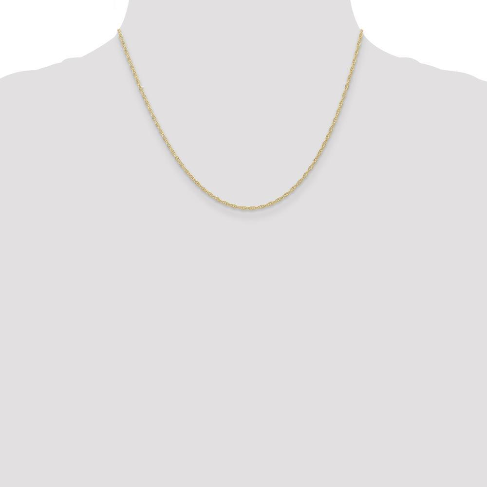 10K Yellow Gold 18" Carded Cable Rope Chain - 1.35mm Width