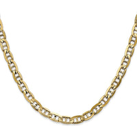 10K Yellow Gold 18" Concave Anchor Chain Necklace - 5.25mm Width
