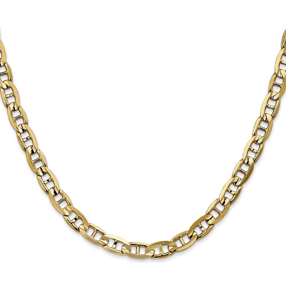 10K Yellow Gold 18" Concave Anchor Chain Necklace - 5.25mm Width