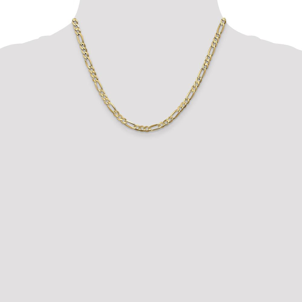 10K Yellow Gold 18" Concave Open Figaro Chain Necklace - 4.5mm Width
