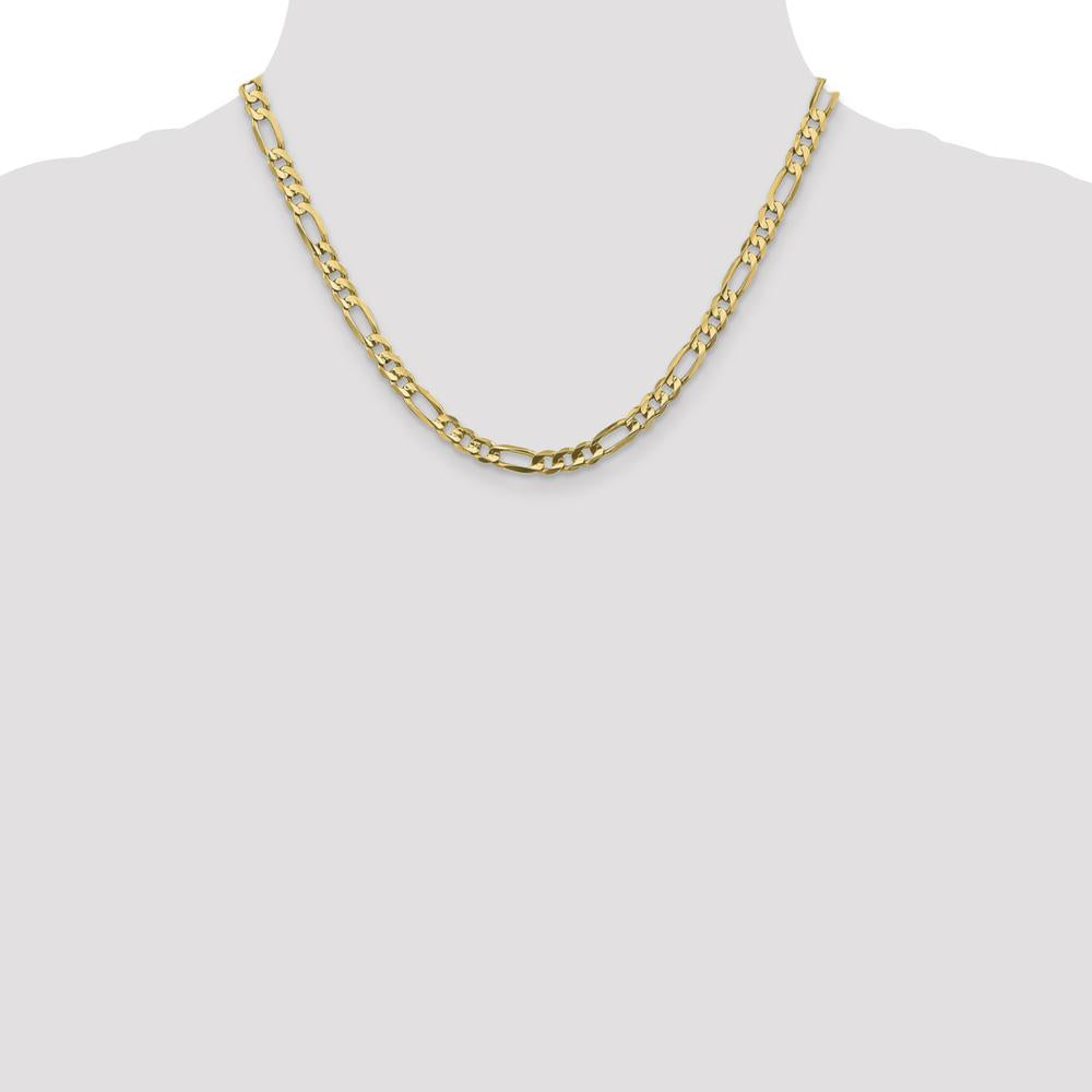 10K Yellow Gold 18" Concave Open Figaro Chain Necklace - 5.5mm Width