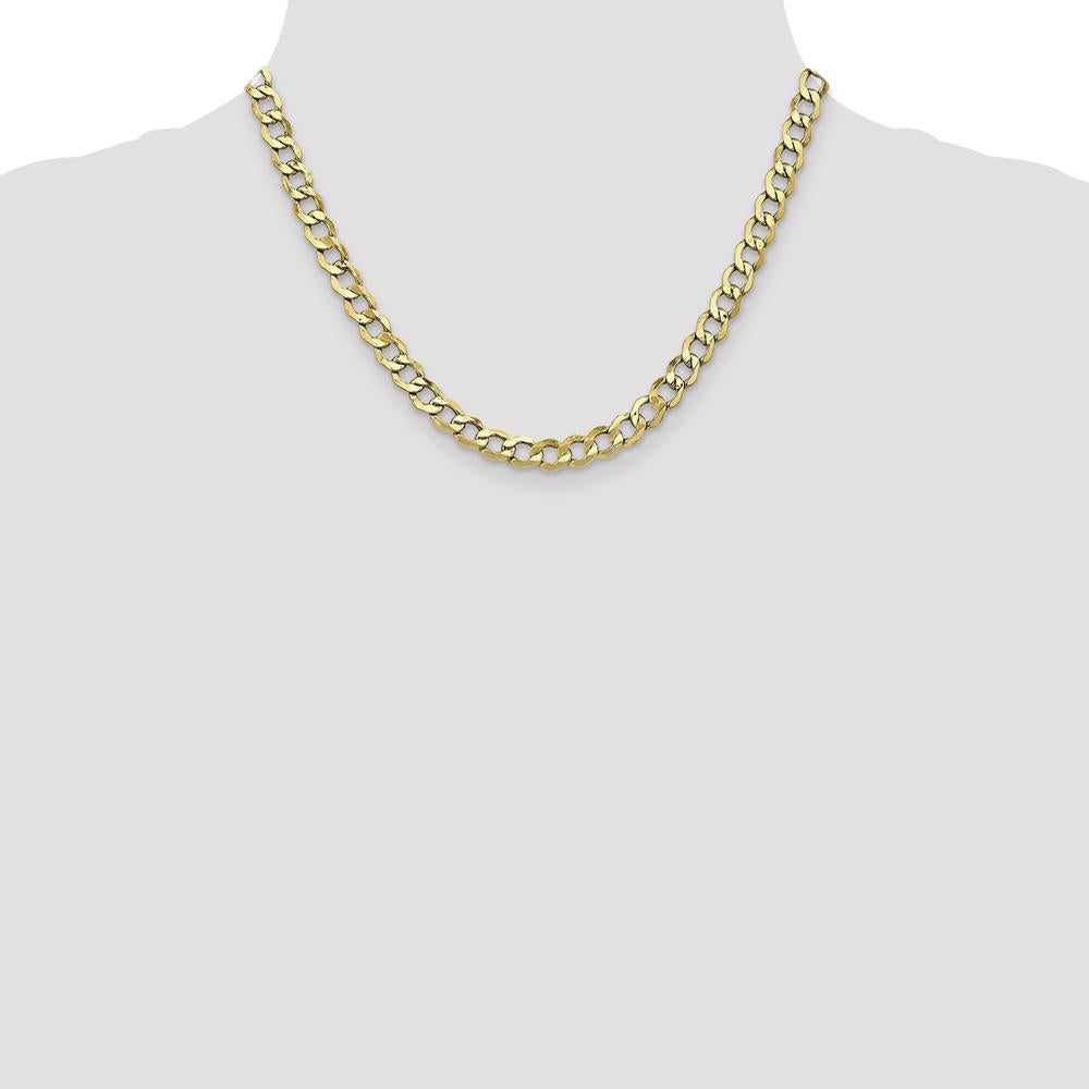 10K Yellow Gold 18" Curb Link Chain Necklace - 6.5mm Width