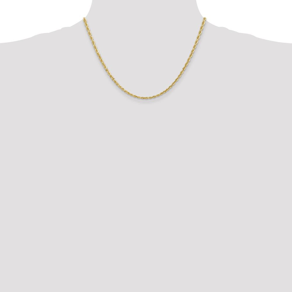 10K Yellow Gold 18" Diamond-Cut 3mm Rope Chain Necklace with Lobster Clasp