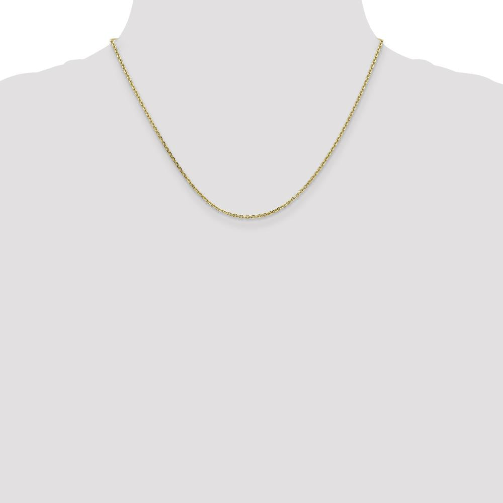 10K Yellow Gold 18" Diamond-Cut Cable Chain Necklace - 1.65mm Width