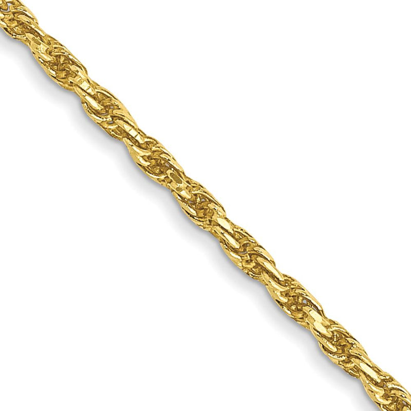10K Yellow Gold 18" Diamond-Cut Rope Chain - 1.3mm Width