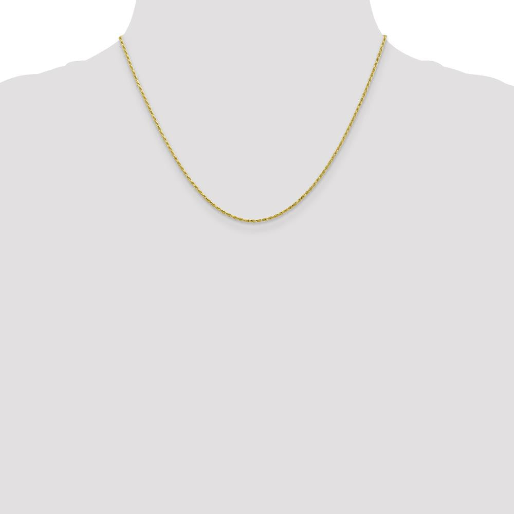 10K Yellow Gold 18" Diamond-Cut Rope Chain - 1.3mm Width
