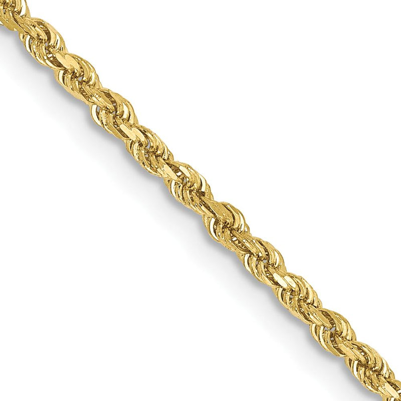 10K Yellow Gold 18" Diamond-Cut Rope Chain - 1.75mm Width