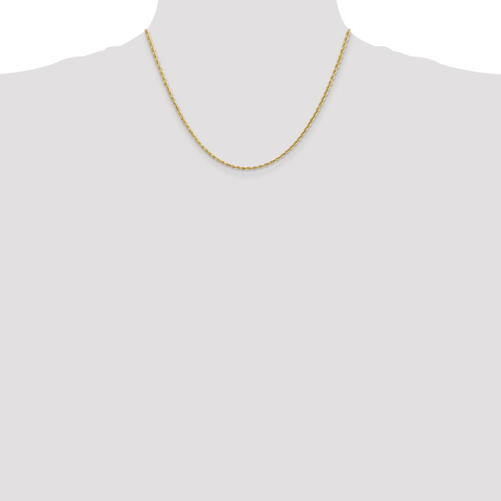 10K Yellow Gold 18" Diamond-Cut Rope Chain Necklace - 2.25mm Width