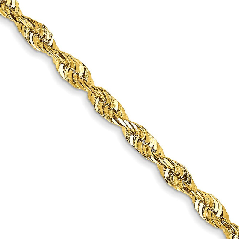 10K Yellow Gold 18" Extra-Light Diamond-Cut Rope Chain - 2.25mm Width