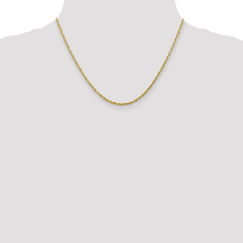 10K Yellow Gold 18" Extra-Light Diamond-Cut Rope Chain - 2.25mm Width