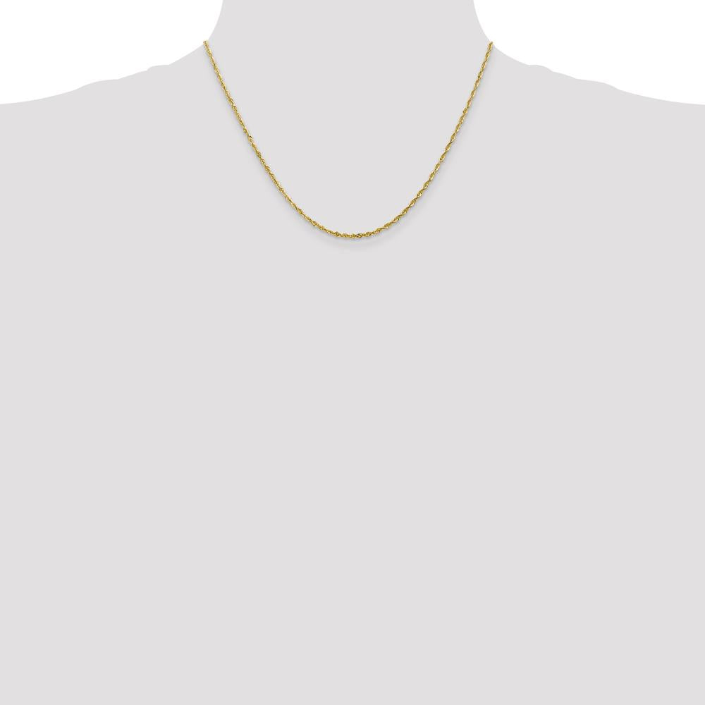 10K Yellow Gold 18" Extra-Light Diamond-Cut Rope Chain - 2mm Width