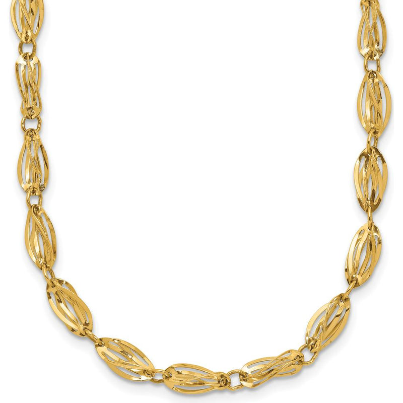 10K Yellow Gold 18" Fancy Link Necklace with Polished Finish