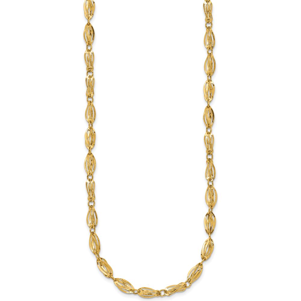 10K Yellow Gold 18" Fancy Link Necklace with Polished Finish