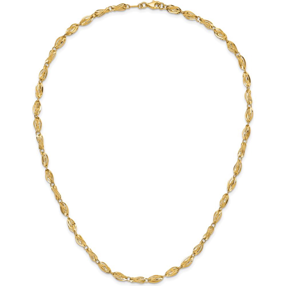 10K Yellow Gold 18" Fancy Link Necklace with Polished Finish