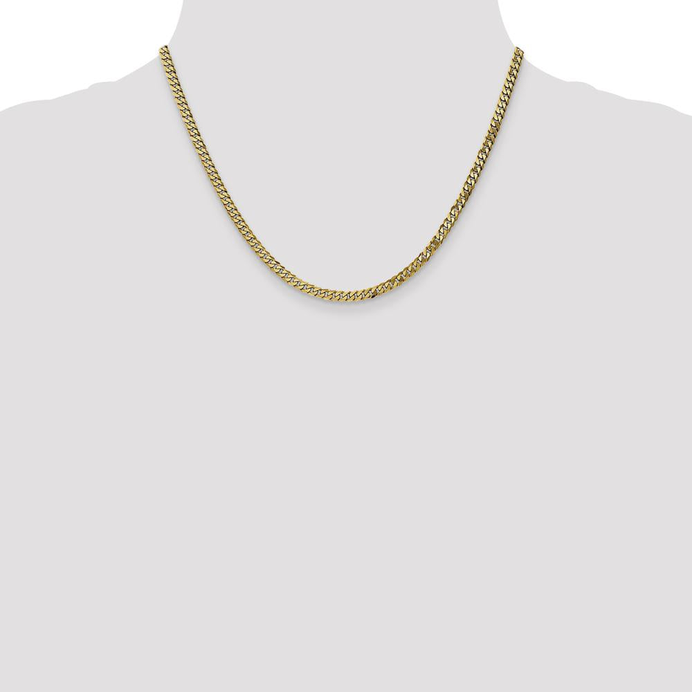 10K Yellow Gold 18" Flat Beveled Curb Chain - 3.9mm Width