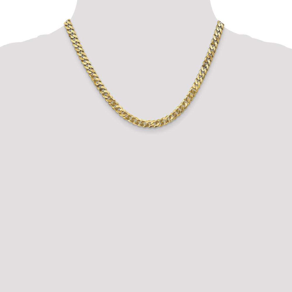 10K Yellow Gold 18" Flat Beveled Curb Chain - 6.25mm Width