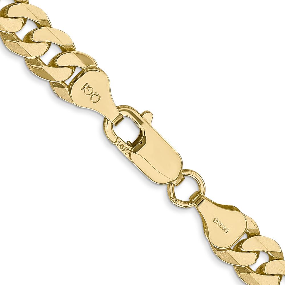 10K Yellow Gold 18" Flat Beveled Curb Chain - 6.75mm Width