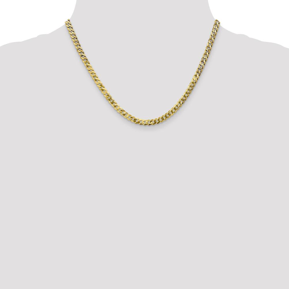 10K Yellow Gold 18" Flat Beveled Curb Chain Necklace - 4.75mm Width