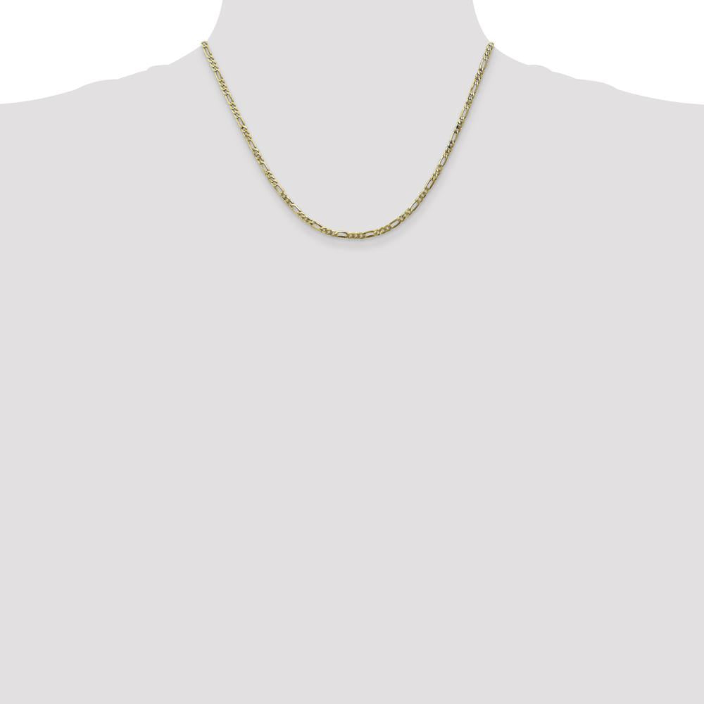 10K Yellow Gold 18" Flat Figaro Chain Necklace - 2.75mm Width