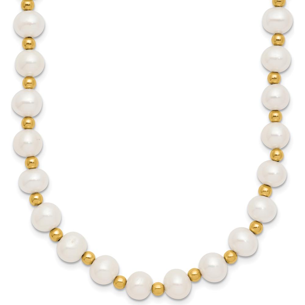 10K Yellow Gold 18" Freshwater Cultured Pearl Beaded Necklace - 6-7mm Pearls