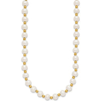 10K Yellow Gold 18" Freshwater Cultured Pearl Beaded Necklace - 6-7mm Pearls