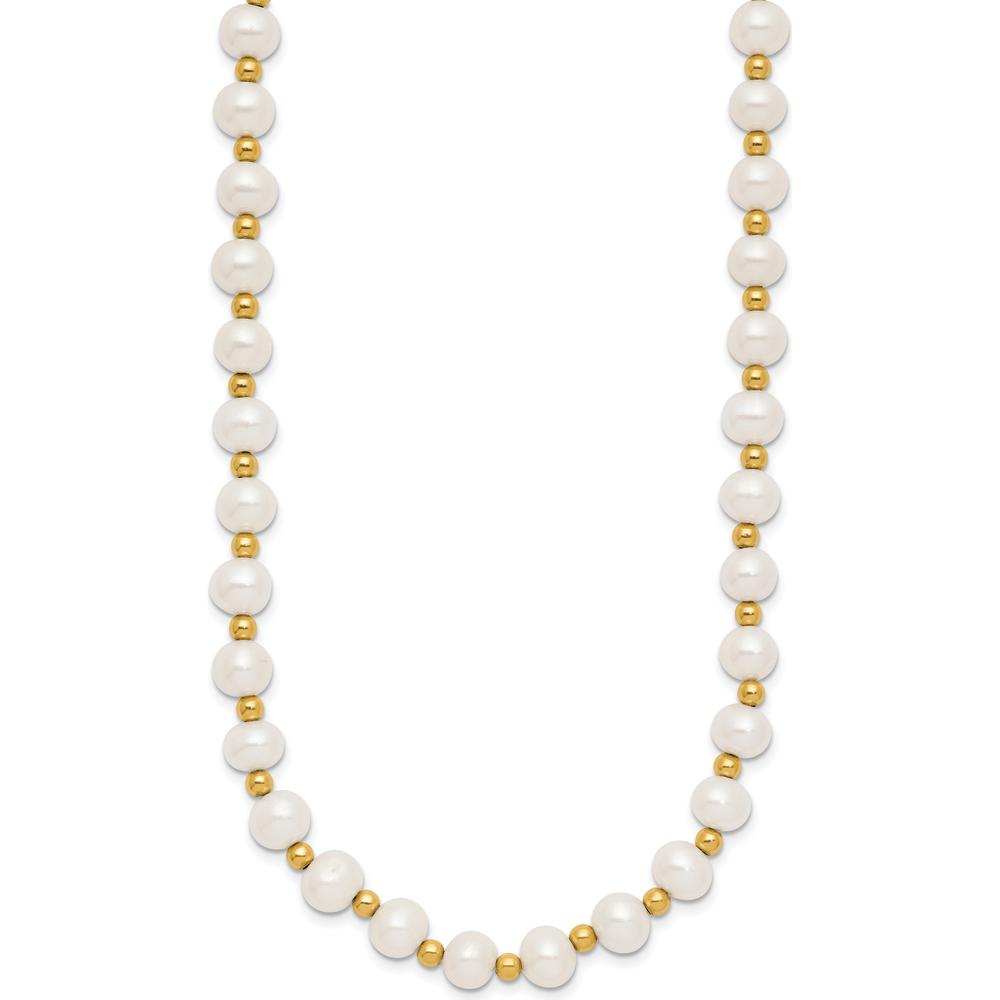 10K Yellow Gold 18" Freshwater Cultured Pearl Beaded Necklace - 6-7mm Pearls