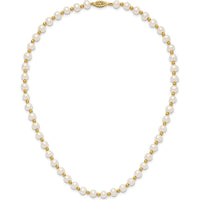 10K Yellow Gold 18" Freshwater Cultured Pearl Beaded Necklace - 6-7mm Pearls
