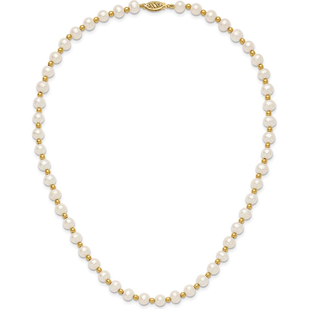 10K Yellow Gold 18" Freshwater Cultured Pearl Beaded Necklace - 6-7mm Pearls