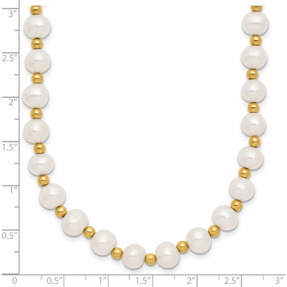 10K Yellow Gold 18" Freshwater Cultured Pearl Beaded Necklace - 6-7mm Pearls