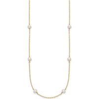 10K Yellow Gold 18" Freshwater Cultured Pearl Station Necklace with 8 Near-Round Pearls