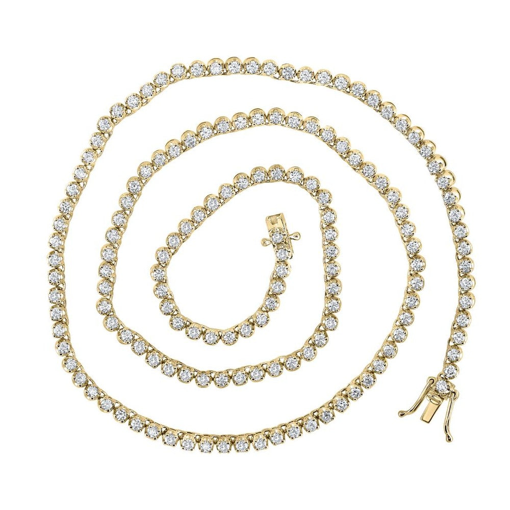 10K Yellow Gold 18-Inch Tennis Necklace with Prong-Set Round Diamonds - 4 5/8 Carat Total Diamond Weight