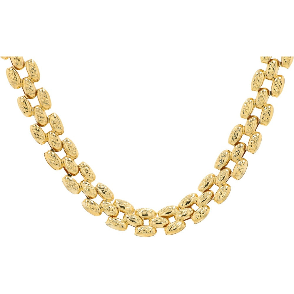10K Yellow Gold 18-Inch Textured Fancy Link Chain Necklace - 8.80 Grams of Solid Gold