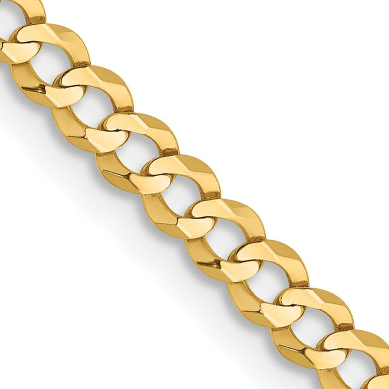 10K Yellow Gold 18" Lightweight Flat Cuban Chain - 3.1mm Wide