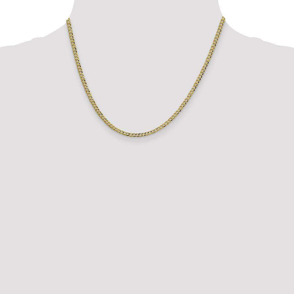10K Yellow Gold 18" Lightweight Flat Cuban Chain - 3.1mm Wide