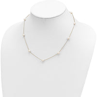 10K Yellow Gold 18" Necklace with 9 White Freshwater Cultured Pearls - 5-6mm Pearls