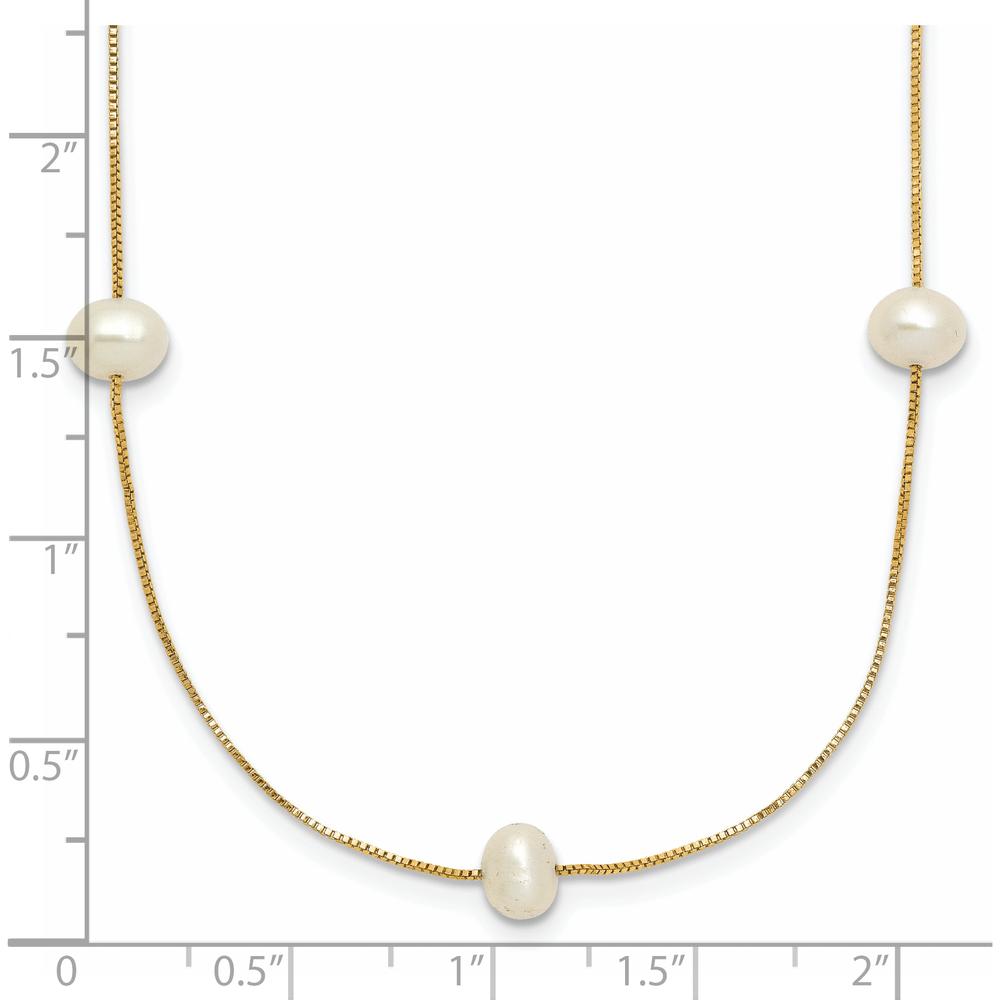 10K Yellow Gold 18" Necklace with 9 White Freshwater Cultured Pearls - 5-6mm Pearls