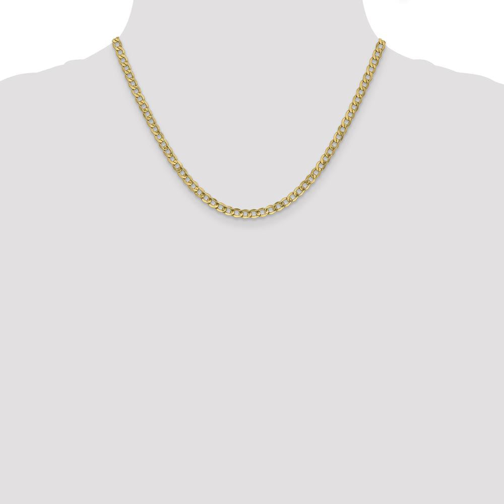 10K Yellow Gold 18" Polished Curb Link Chain - 4.3mm Width
