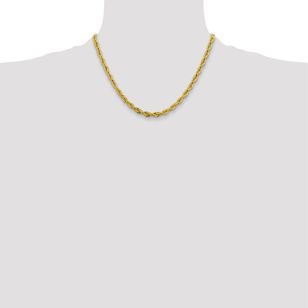 10K Yellow Gold 18" Polished Rope Chain - 4.75mm Width