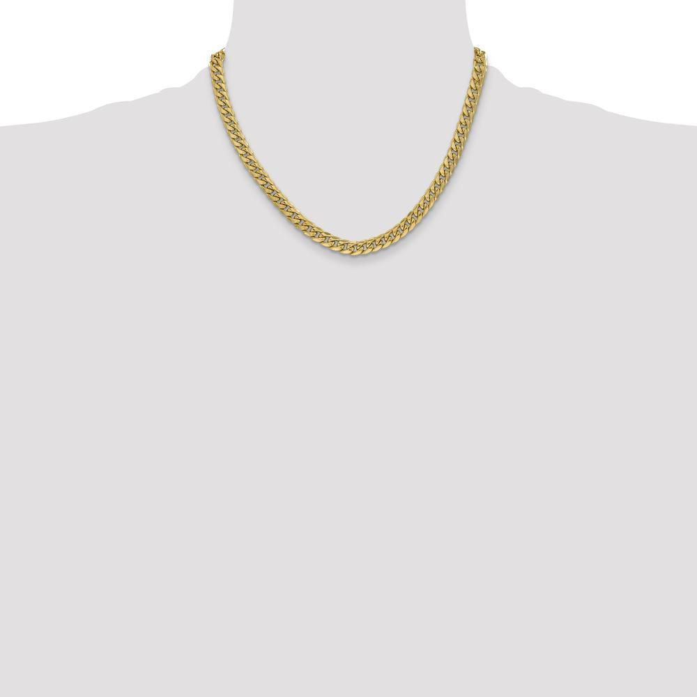 10K Yellow Gold 18" Semi-Solid 6mm Miami Cuban Chain with Polished Finish