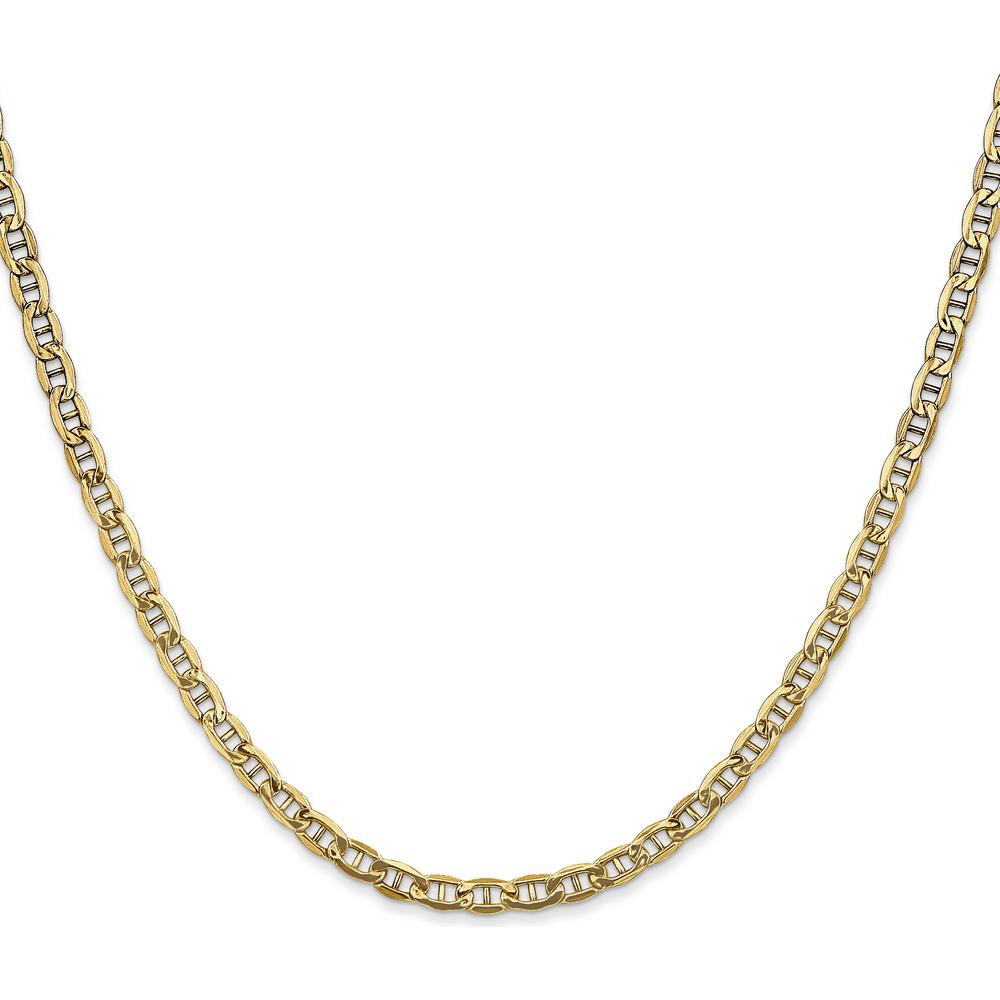 10K Yellow Gold 18" Semi-Solid Anchor Chain Necklace - 3.2mm Width