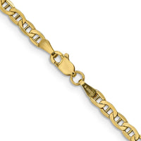10K Yellow Gold 18" Semi-Solid Anchor Chain Necklace - 3.2mm Width