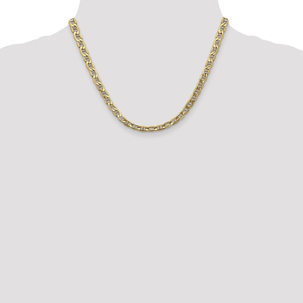 10K Yellow Gold 18" Semi-Solid Anchor Chain Necklace - 5.5mm Width