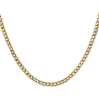 10K Yellow Gold 18" Semi-Solid Curb Link Chain - 3.35mm Width